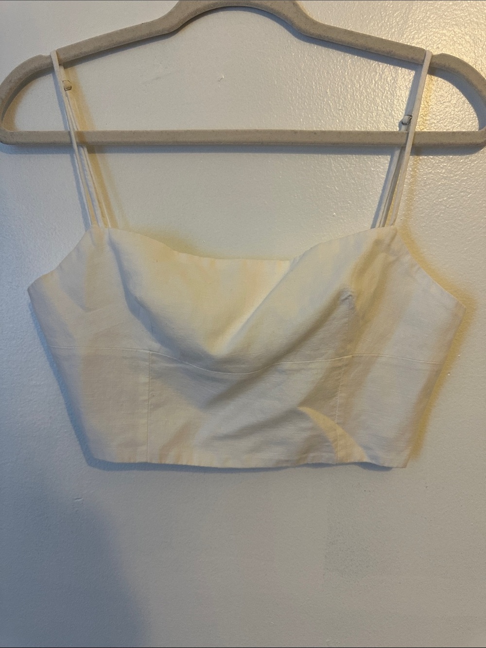 Zara Cream Cropped Spaghetti-Strap Cami